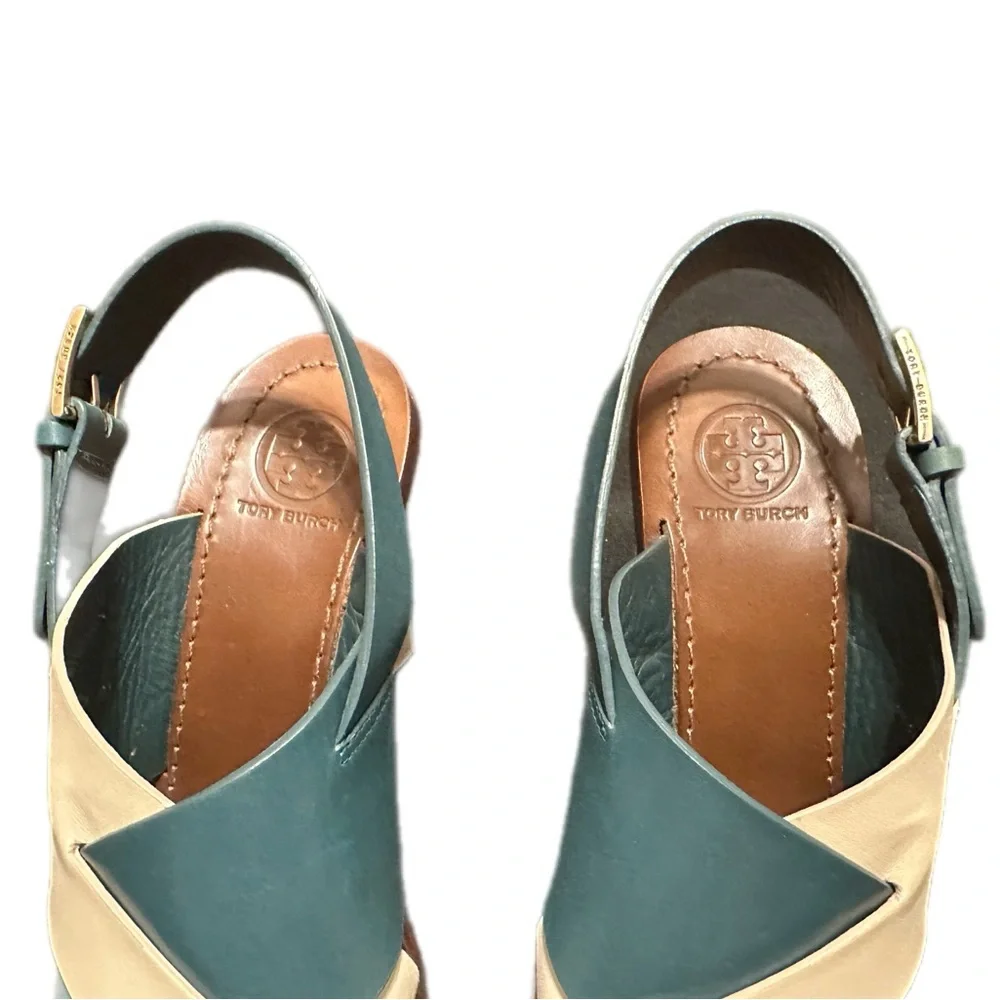 Tory Burch Green and Ivory‎ Size 7.5 Bleecker Shoes